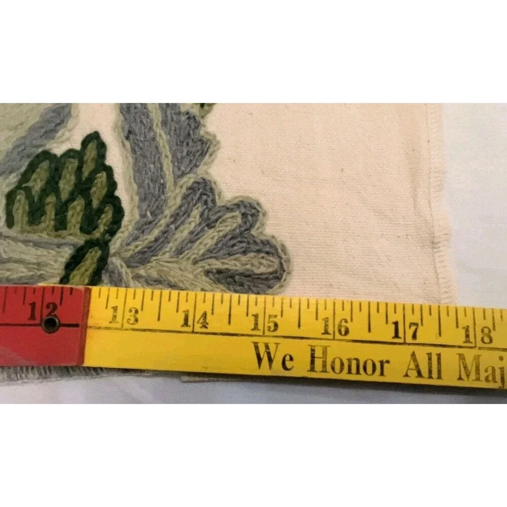 Frederik & Joyce Robespierre embroidered floral fabric sample wool on cotton Vtg